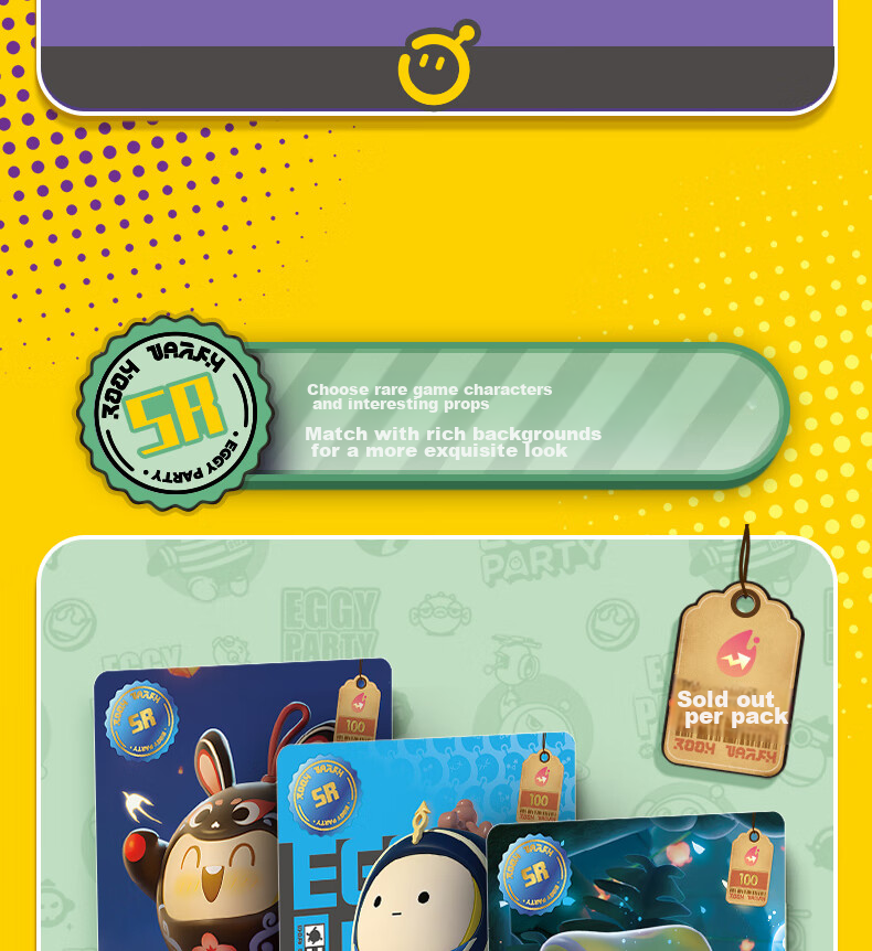 Kayou Egg Party Card Trendy Pack CR Cards, Egg Party Accessories, Toy Eggs, Card Game 12
