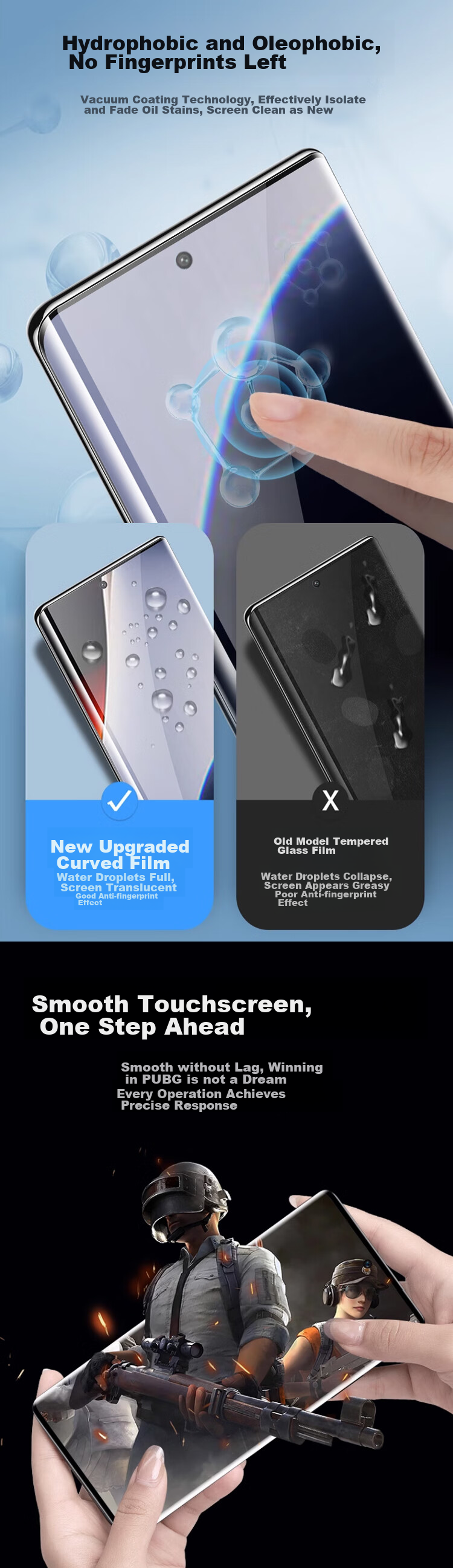 MAIKUQI Compatible with OPPO Find X7/Jiege Ace3/Ace3 Pro Universal HD Hydrogel Film Full Screen Anti-Scratch HD Anti-Fingerprint Drop-Resistant Protective Film [2-Pack] 3