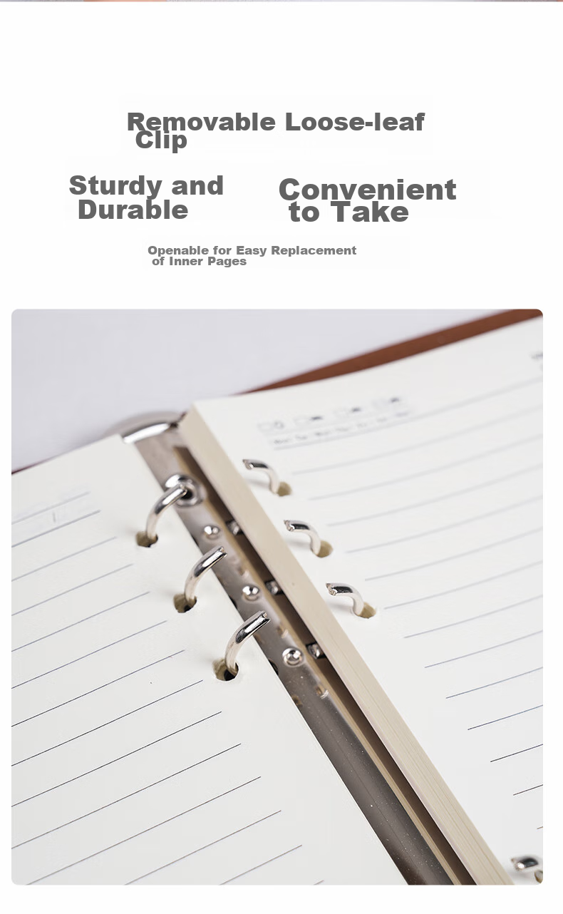 TENGXIONG A5 Loose-Leaf Notebook, Soft Leather Cover, B5 Journal, Detachable Refillable Pages, High-Quality Diary, Business Meeting Notebook, Office Stationery, Work Record Book, Customizable Logo for Enterprises 6