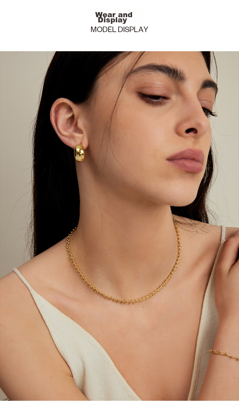 Arsis Free-Style Flowing Bead Stud Earrings for Women, Fashionable Versatile Earrings, Birthday Gift for Girlfriend, Gold Color 2