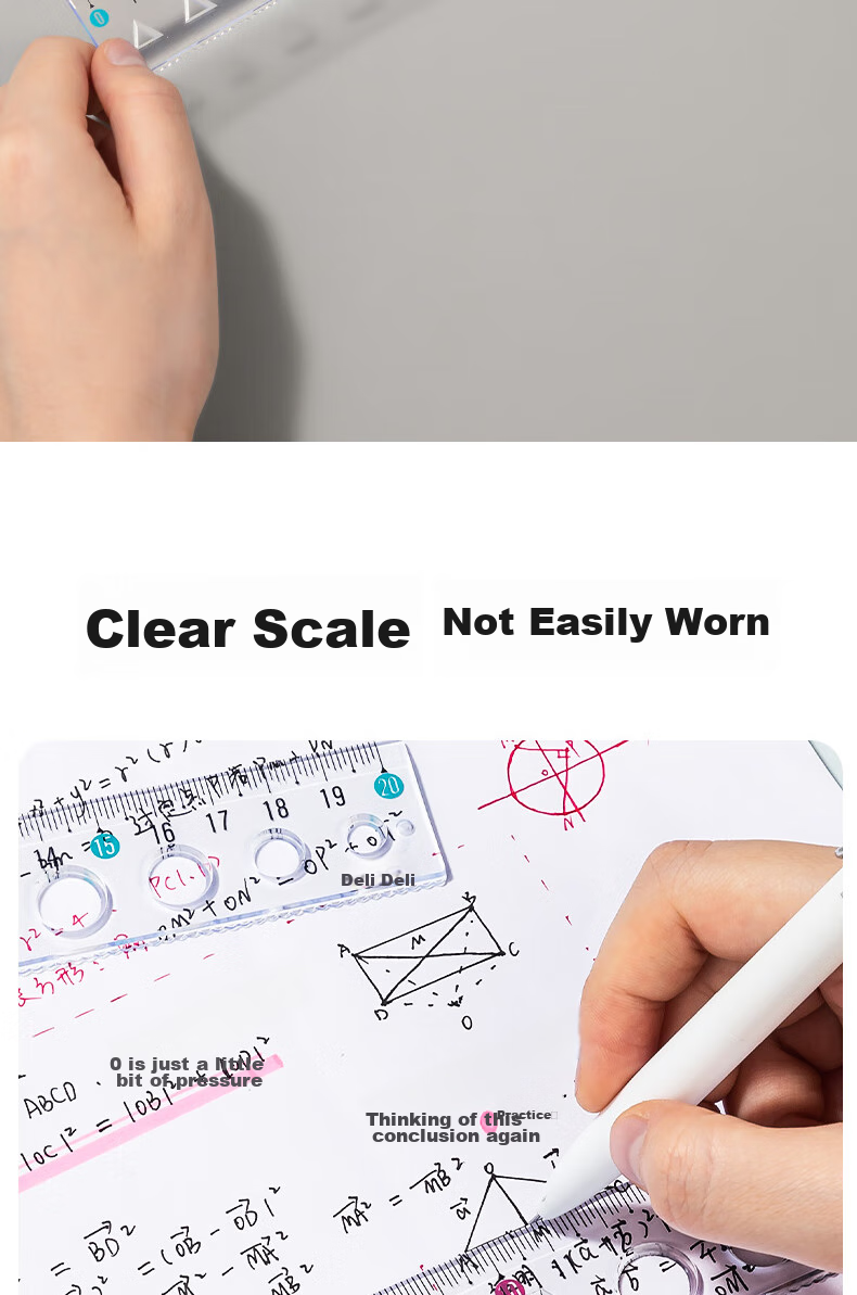 Deli 20cm Transparent Flexible Ruler, Drawing Ruler/durable And Not Easily Broken, Soft Measuring Tool for Students, Random Color, College Entrance Exam Blessing Gift 4