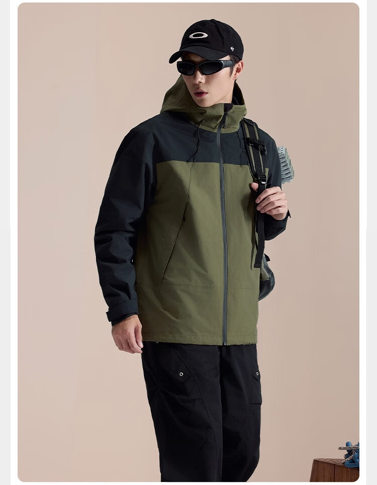 JD Original Chamois 300 Windbreaker with Fleece Inner Layer, Three-In Outdoor Jacket for Men And Women, Warm New Year Coat, Obsidian Black, 3XL 22