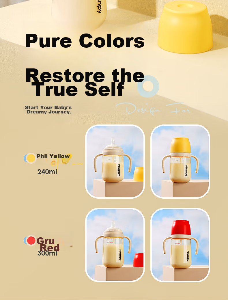 Xiaoyaxiang Straw Baby Bottle Direct Drinking Cup 1-3 Years Old Toddler PPSU with Gravity Ball Handle Children's Water Cup 300ml 24