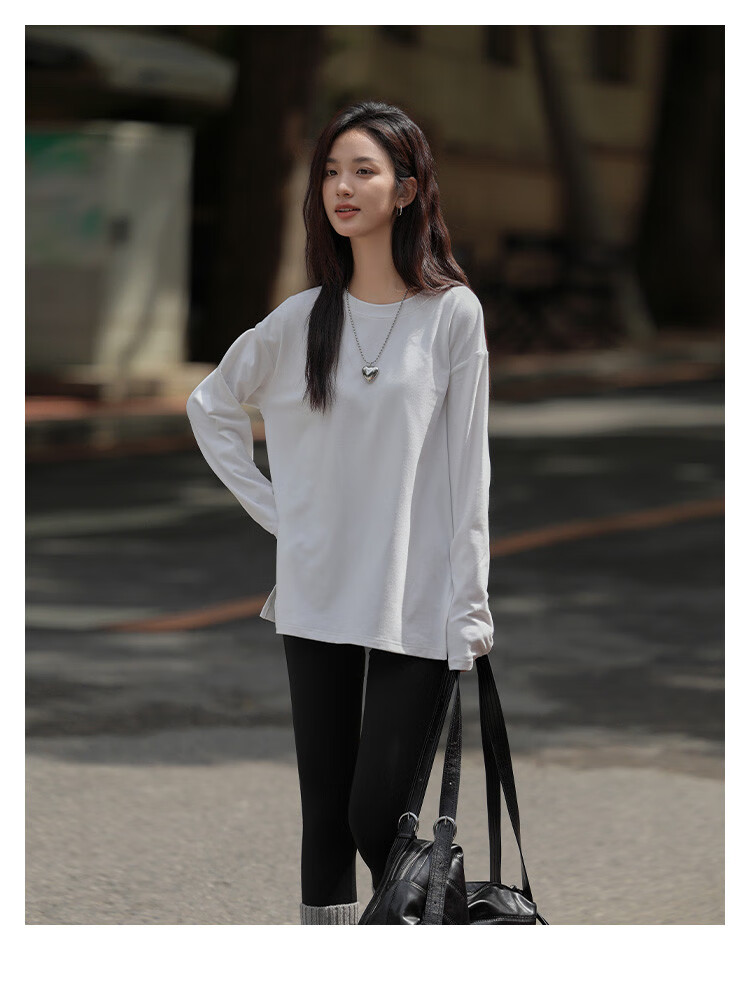 Dme [De Rong Warm T-Shirt] 2025 Spring And Autumn Basic Wear, Side Slit Hem Base Layer for Wome 9