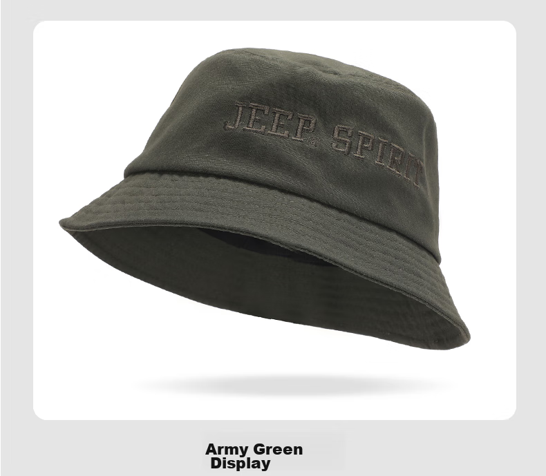 JEEP Men's Fashionable Versatile Trendy Fisherman Hat, Foldable, Suitable for Couples, Fishing Hat, Sports Cycling Outdoor Hat A0243 Camouflage Gray Adjustable Size 15