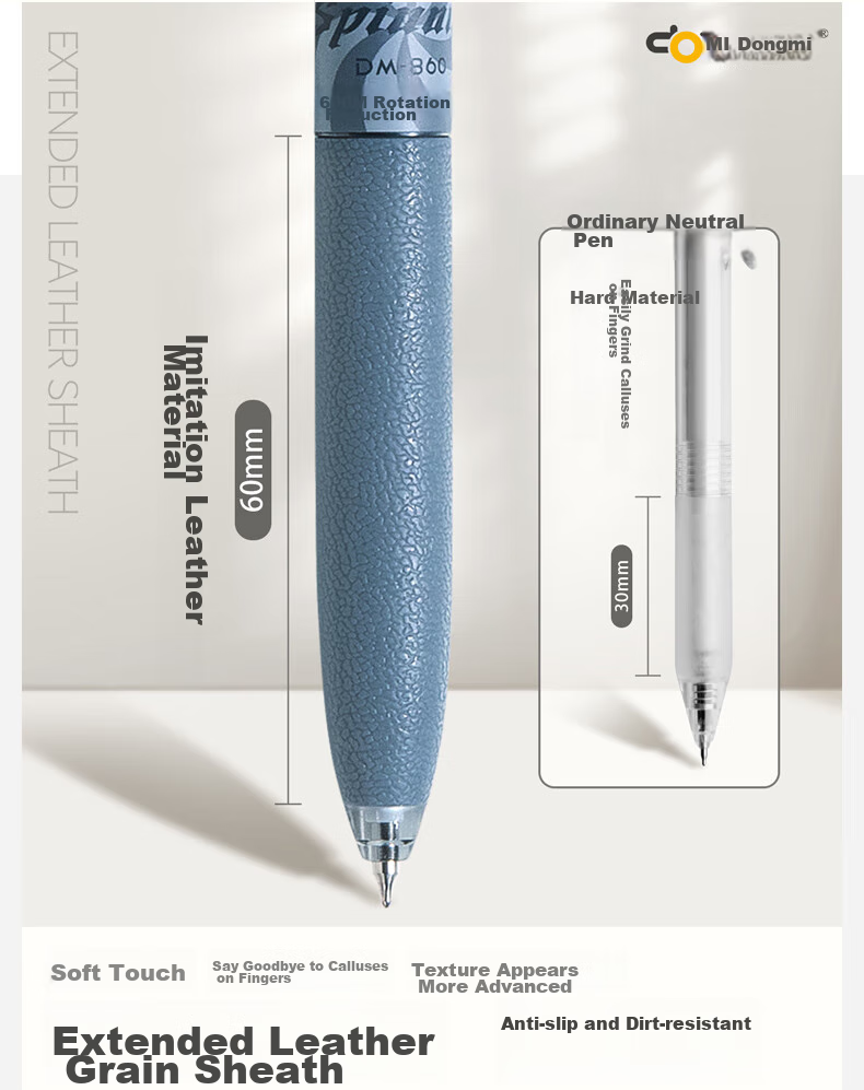 Dongmi Gel Pen, Rotating Pen with Reduced Pressure, 0.5mm CS Tip, Stylish Black, for Students' Exams And Research, "Good Luck" Dongmi 860, 2-Pack, Smog Blue 4