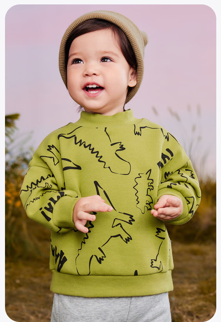 Minibala Fleece-Lined Sweatshirt Unisex Kids Warm 2024 Winter New Long Sleeve Half Turtleneck Top 2