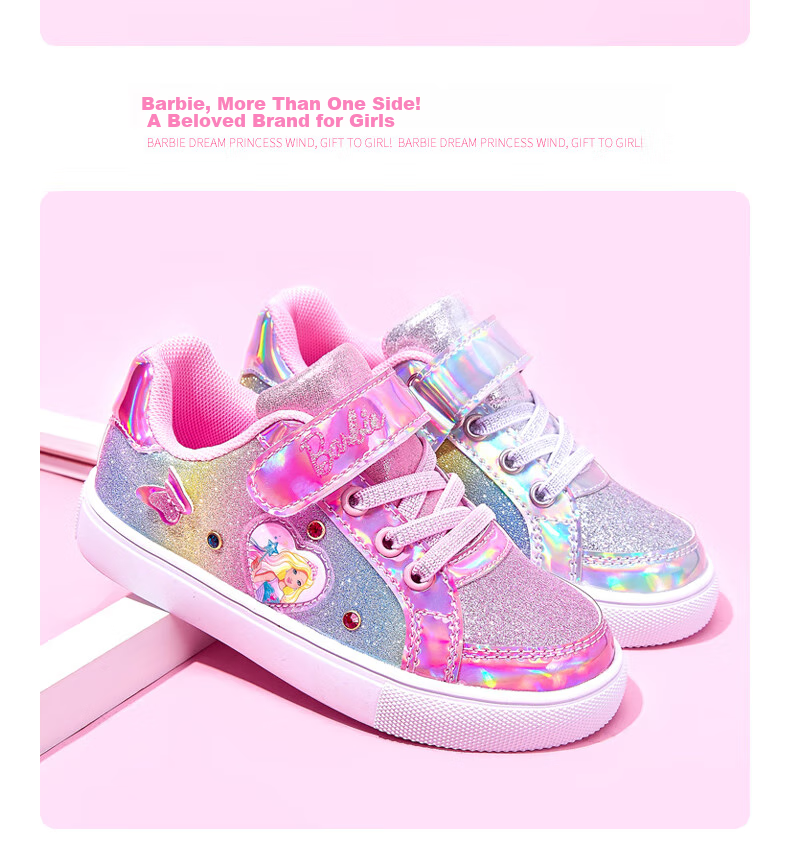 Barbie Girls' Low-Top Sneakers for Spring And Autumn, Princess Style Fashion Sports Shoes for Children, DA5355 Pink Size 27 14