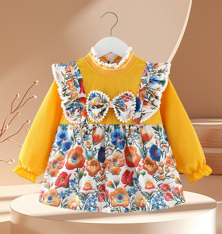 9I9 Baby Eating Cover-Up, Autumn And Winter Thickened Outer Wear, Waterproof And Dirt-Proof Princess Dress, Children's Bib, Reverse-Wear Clothing, A138 Yellow 10