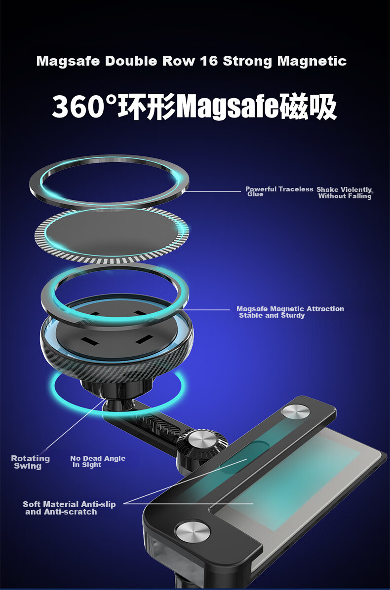 KOOLIFE Car Phone Holder, Tesla Model 3/Y Magnetic Navigation Mount, Specially Designed for Large Screens of New Energy Vehicles 12