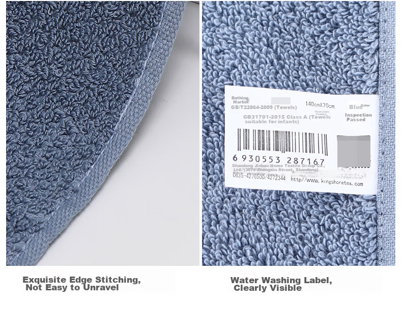 KING SHORE Towel Gift Set, Pure Cotton Skin-Friendly Thickened Sports Towel + Bath Towel Combination Three-Piece Gift Box, Deep Sea Blue 3