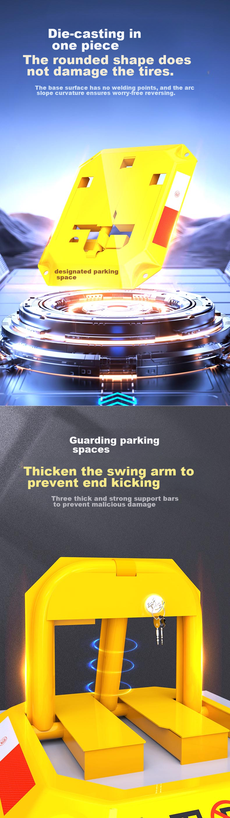 Huangchi Parking Space Lock, Ground Lock, Thickened Anti-Collision, Garage Parking Space Anti-Occupation Device, Car Stopper, Octagonal Parking Bollard 4