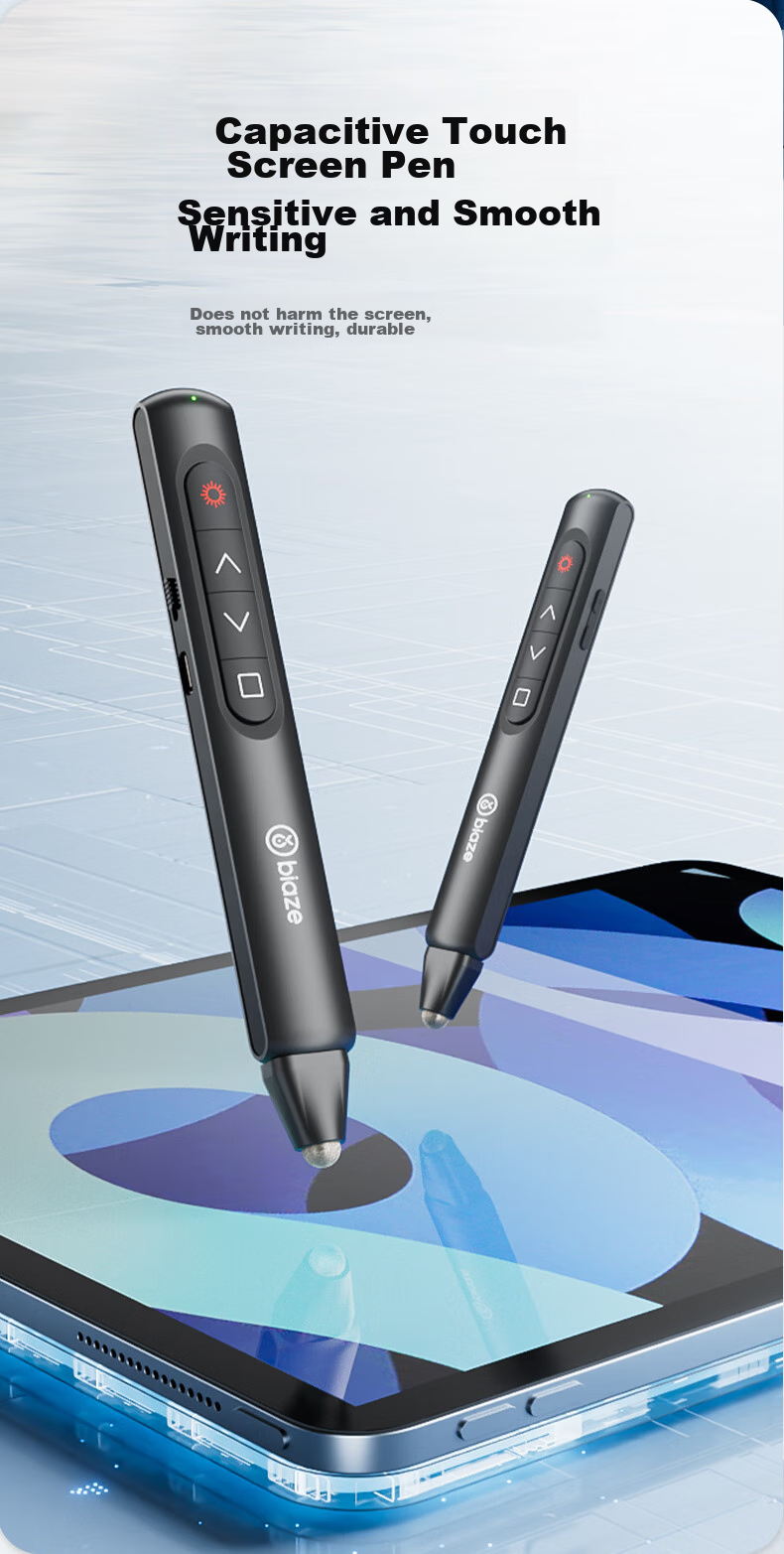 BIAZE Red Light PPT Page-Turning Pen with Touch Control And Writing Function, Laser Pointer for Teachers, Projection Remote Control Pen, Multimedia Presentation Tool, Demonstrator, AA Battery Model Suitable for Seewo Whiteboard 7