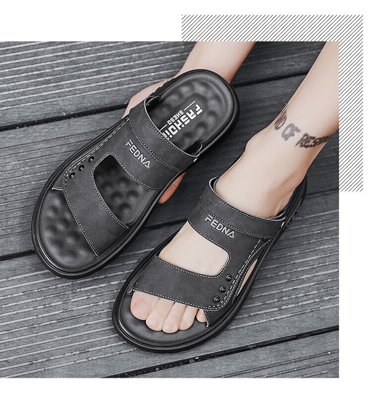 CARTELO Leather Sandals for Men, Summer 2026 Breathable Beach Shoes, Dual-Use Men's Outdoor Slippers, Perforated Sandals 14