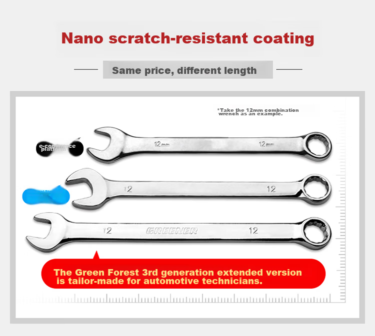 GREENER Wrench Set, Household Tools, Open-End And Box-End Combination, 12 Pieces, 6mm-22mm Fixed Wrenches, Car Repair Tools 3
