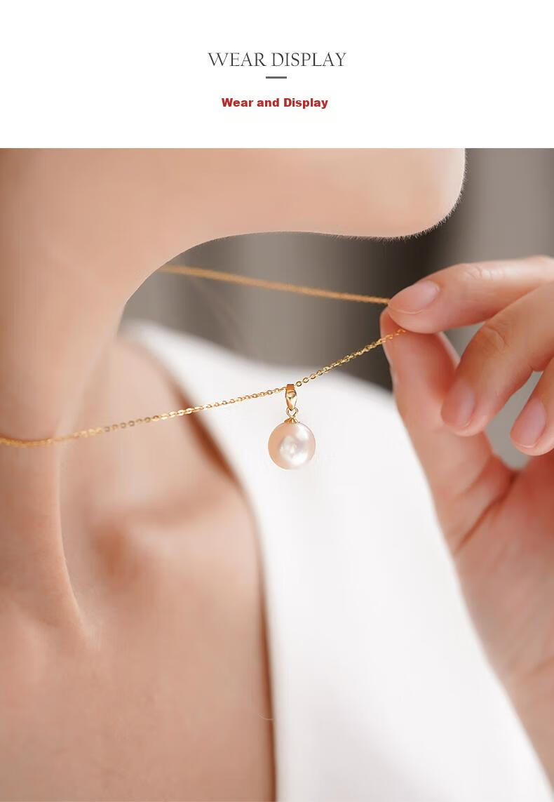 Daimi S925 Silver Round Beads 10-11mm Freshwater Pearl Necklace Pendant Birthday Gift for Wife Lover with Certificate 10