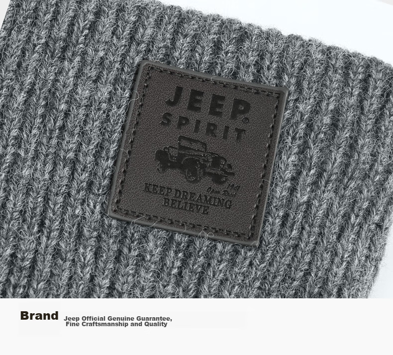 JEEP Men's Hooded Scarf with Fleece Lining for Warmth, Knitted Neck Warmer for Autumn And Winter, Cold-Proof Neck Gaiter A0636 19