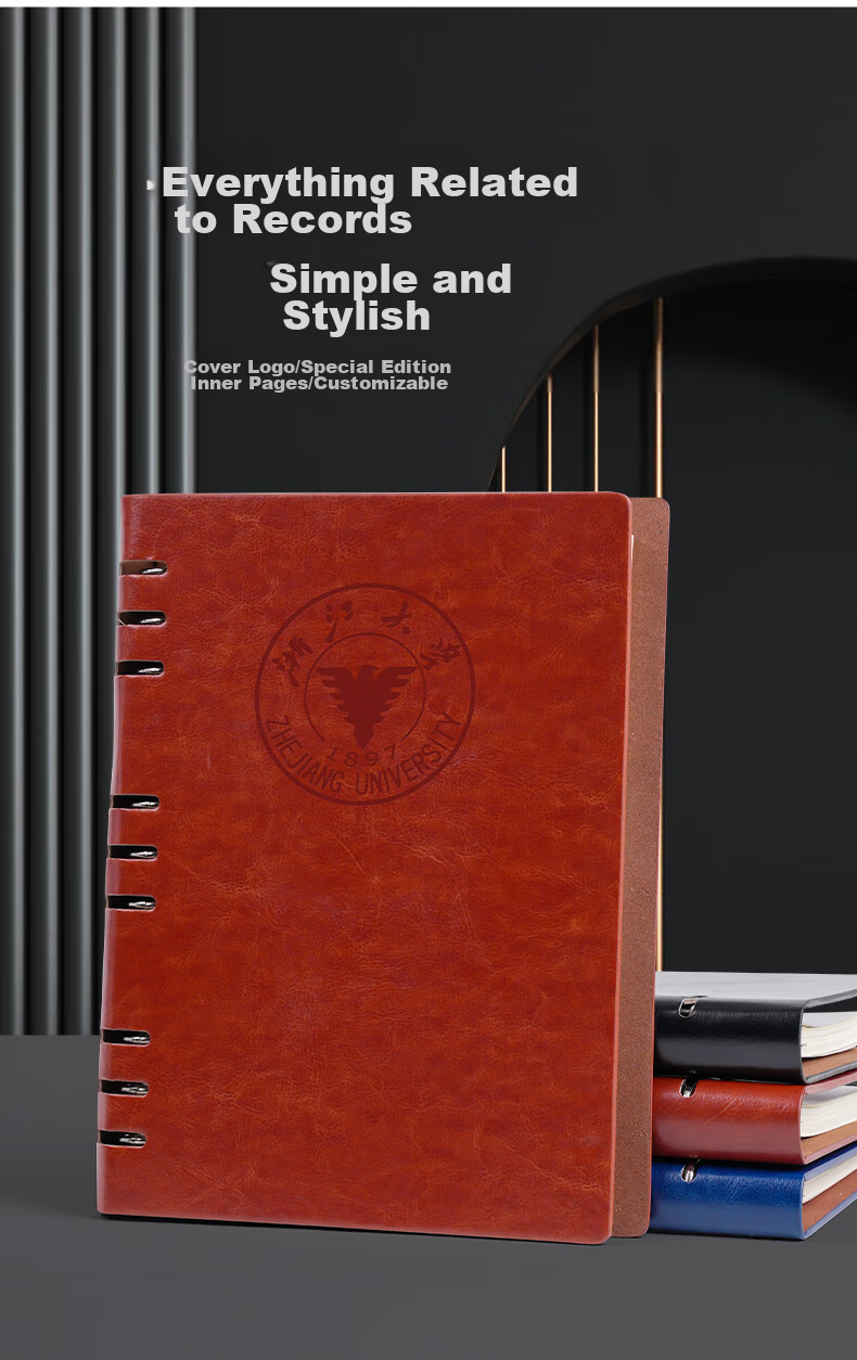 TENGXIONG A5 Loose-Leaf Notebook, Soft Leather Cover, B5 Journal, Detachable Refillable Pages, High-Quality Diary, Business Meeting Notebook, Office Stationery, Work Record Book, Customizable Logo for Enterprises 7