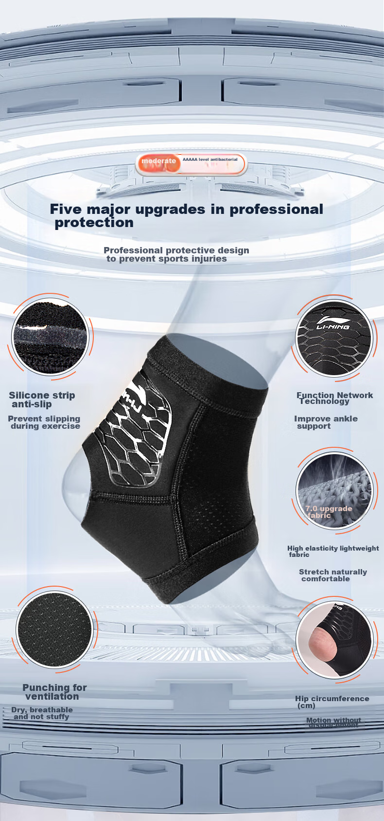Li-Ning Ankle Brace, Sprain Protection Sleeve, Post-Injury Stabilization for Wrist And Ankle Joints, Basketball Sports Strain Support, Lightweight And Thi 5