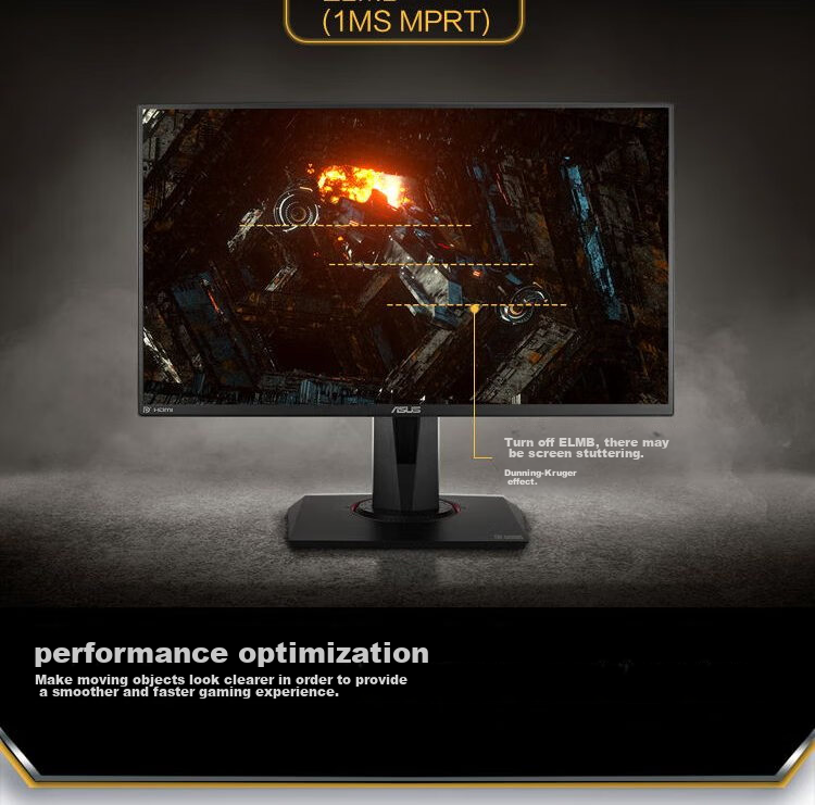 ASUS VG258QM, 24.5-Inch Monitor, Gaming Display, 240Hz Refresh Rate, Overclockable to 280Hz, HDR400, 0.5ms Gray-To Response Time 9