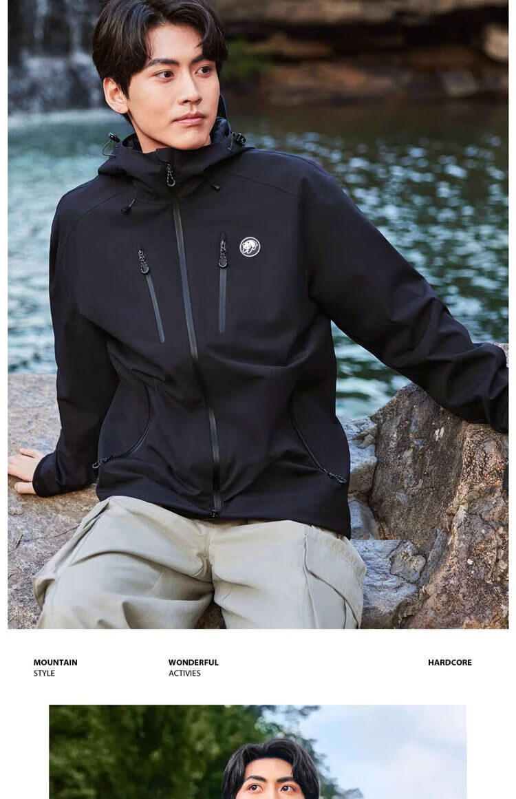 CAMEL Women's Clothing [Panda Series], Single-Layer Unisex Windbreaker, New Spring Style for Men And Women, Waterproof And Windproof Hard Shell Jacket 15