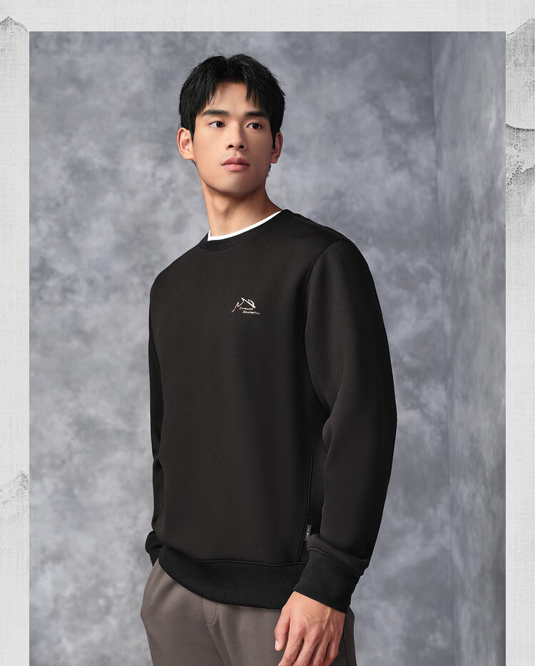 HLAHLA Men's Sweatshirt Mountain Series Embroidered Crew Neck Simple Long Sleeve 14