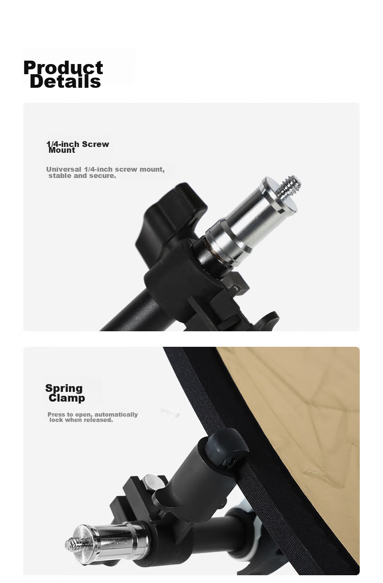 AMBITFUL Reflector Fixed Bracket Crossbar Clamp, Reflector Softbox, Adjustable Angle Slanted Arm Metal Bracket, Photography Studio Accessory Reflector Clamp AL-2 Black And White Crossbar 10
