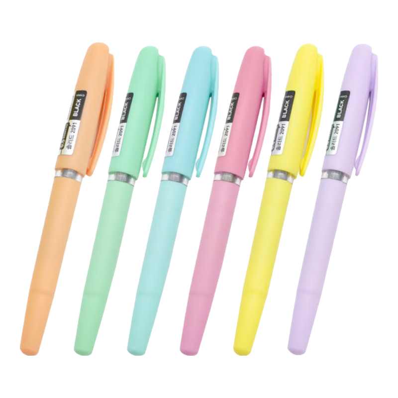 Monami Needle-Tip Gel Pen Set, Matte Colorful Barrel Water-Based Pen, Signature Pen, 0.5mm Black Refill, Gentle 6-Color Set 02091Z06-S