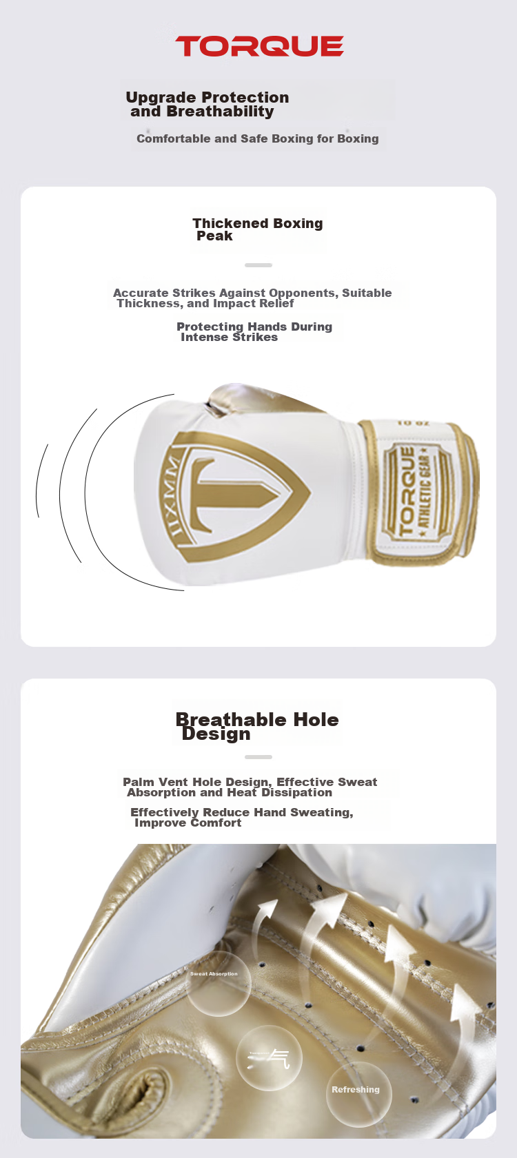TORQUE Octagonal Cage Same Model, Competitor Boxing Gloves, Muay Thai Gloves, Adult White Gold, 12oz 2
