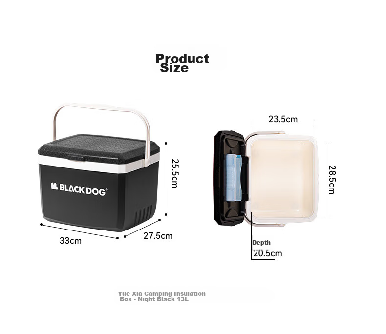 Black Dog Outdoor Cooler Box for Camping, Picnic, Cold Storage, Food Preservation, Takeout And Fishing, 25L Night Black 37