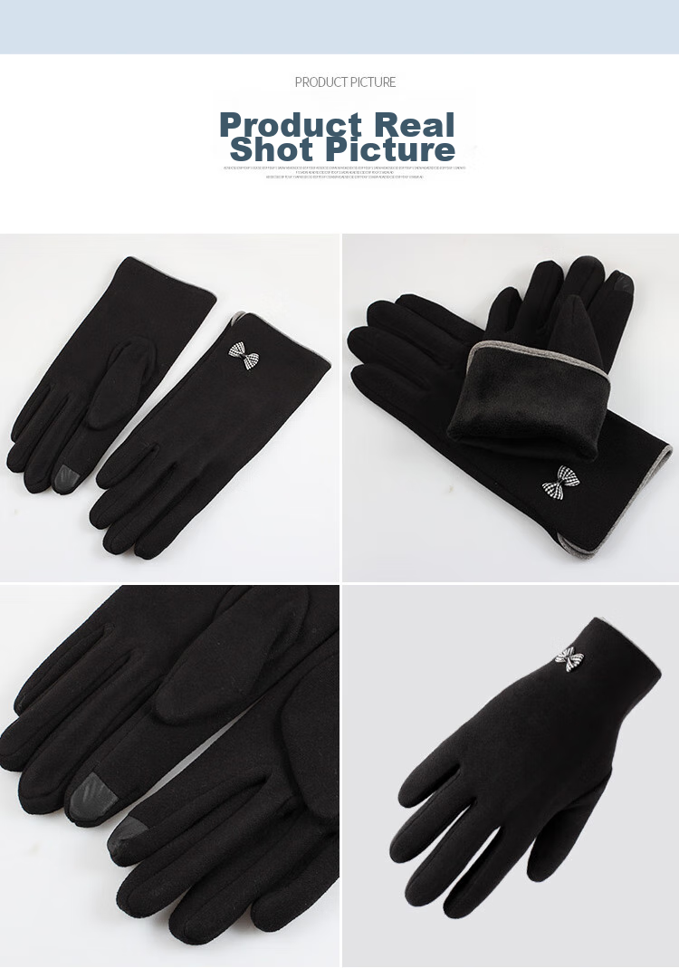Huojuren Women's Gloves, Cold-Resistant And Warm Gloves, Touchscreen Compatible Electric Vehicle Gloves, Driving Gloves H3043 Black 9