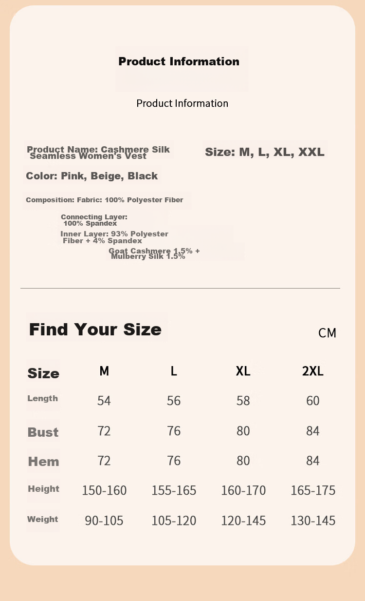 MiiOW [Contains Cashmere And Silk] Women's Thermal Vest, 2026 New Style, Fleece-Lined Seamless Heat-Generating Inner Layer Autumn Wear, 2XL 23