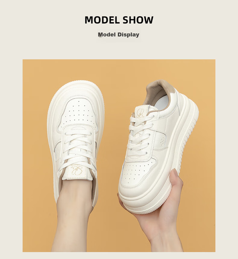 La Chapelle Women's Sneakers, Thick-Soled Versatile White Shoes, Low-Top Casual Sports Shoes for Women-W7059, White And Black, Size 38 6