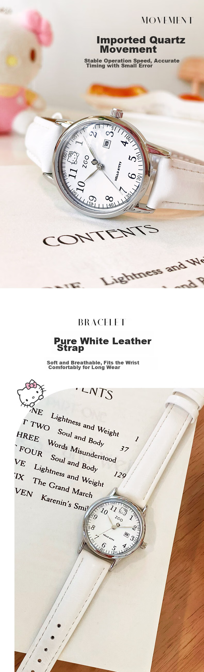 Hello Kitty Student Exam Watch for Female Students in Middle School, High School, And College Entrance Exams, Civil Service Exams, Postgraduate Entrance Exams, Quiet Quartz Watch 3
