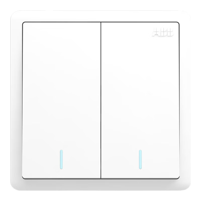 ABB Switch Panel, Yuanchi Series White 86-Type with Fluorescent Double Open Intermediate Multi-Control Switch, AO186