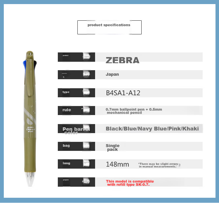 ZEBRA Multifunction Ballpoint Pen, Geometric Shape Limited Edition, 0.7mm Four-Color Ballpoint Pen + 0.5mm Mechanical Pencil, B4SA1-A12, Pink (Buy One Get One Free) 2
