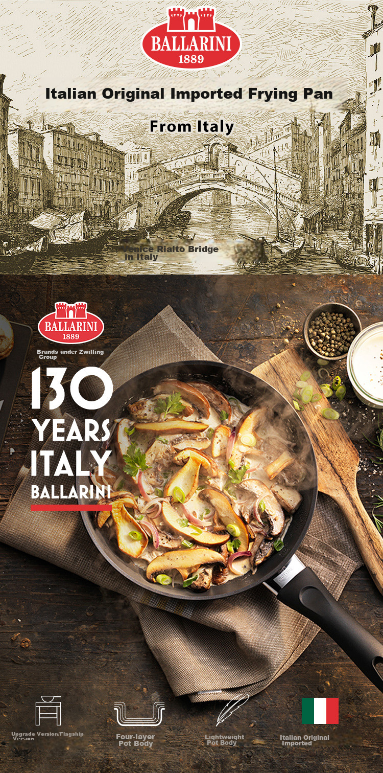 BALLARINI Non-Stick Wok, Imported Stir-Fry Pan, Chinese Cooking Pot, Specially Designed for Gas Stoves, 28cm Leiyato Series 2