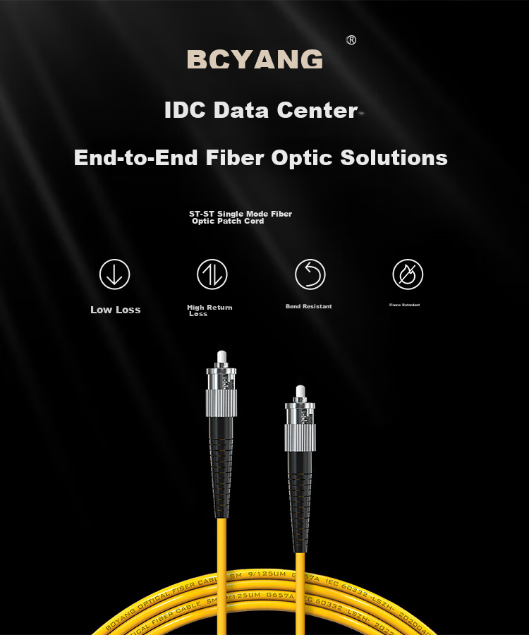 BOYANG Telecom-Grade Fiber Optic Patch Cable ST-ST(UPC), 3 Meters, Single-Mode Single-Core Pigtail, Φ3.0 Flame-Retardant Low-Smoke Zero-Halogen Patch Cable Fiber Optic Line, BY-3221SM 1