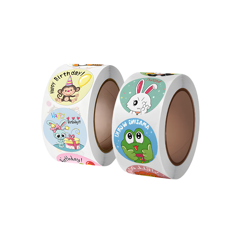 Deyin Sticker Children's Reward Stickers for Kids Elementary Kindergarten Round Animal Design 2 Rolls 1000 Stickers 0593