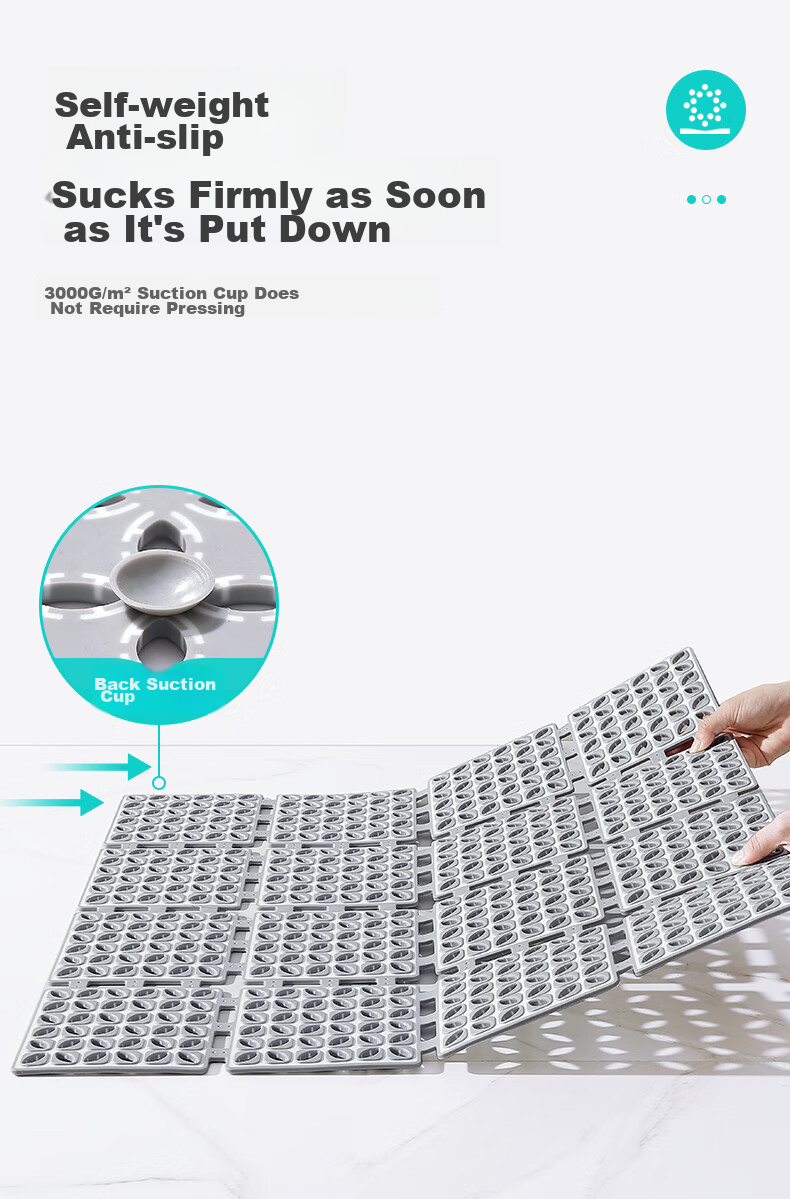 Dajiang TPE Bathroom Non-Slip Mat, Elderly Bathing Anti-Fall Floor Mat, Shower Room Bathroom Non-Slip Mat, 60x60cm 4