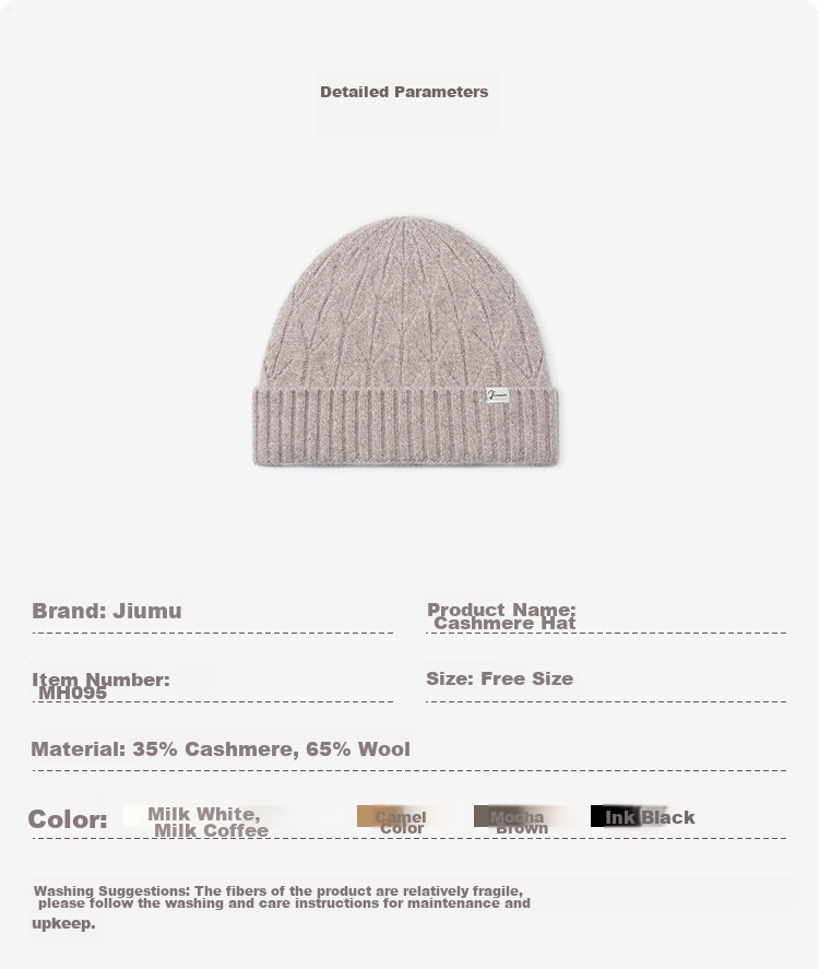JIUMU Cashmere Warm Knit Hat, Autumn And Winter Woolen Cap, Cold Hat, Winter Hat, Outdoor Ear Protection Cold Cap for Women in Winter 8