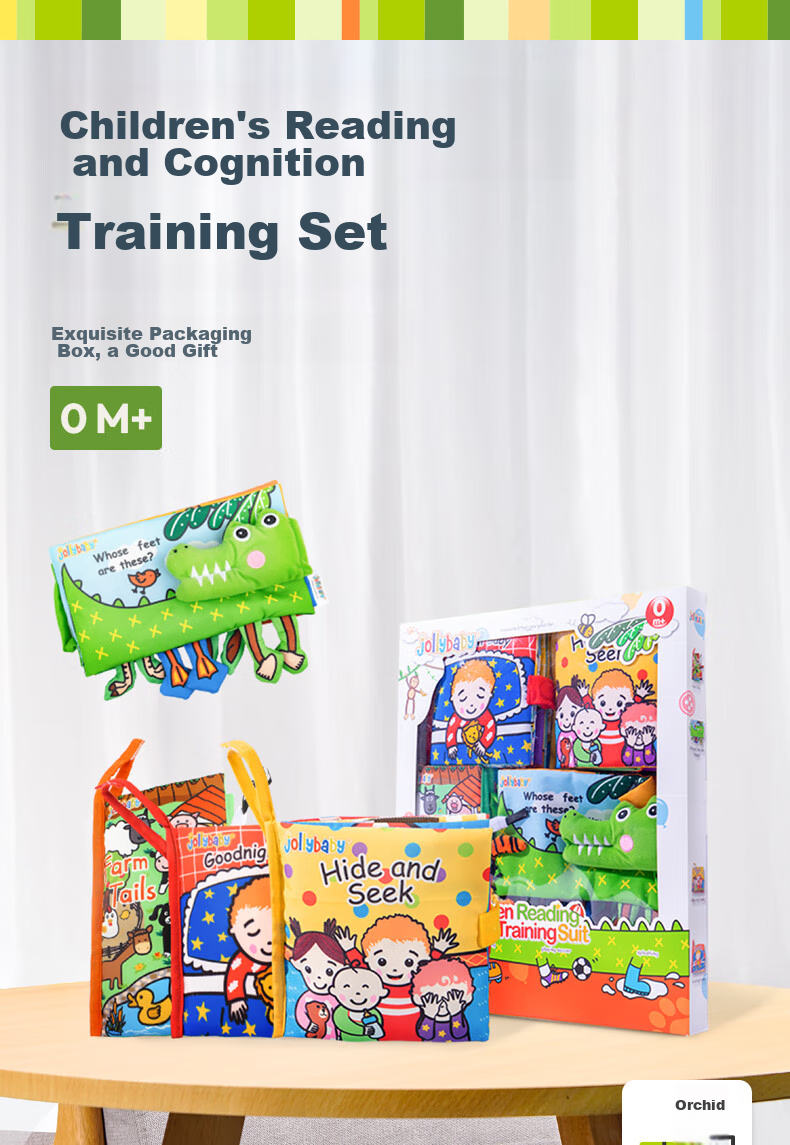 Jollybaby Baby Cloth Book Early Education 0-18 Months Infant Toy Chewable Tear-Resistant 3D Cloth Book Reading Cognitive Training Gift Box 1