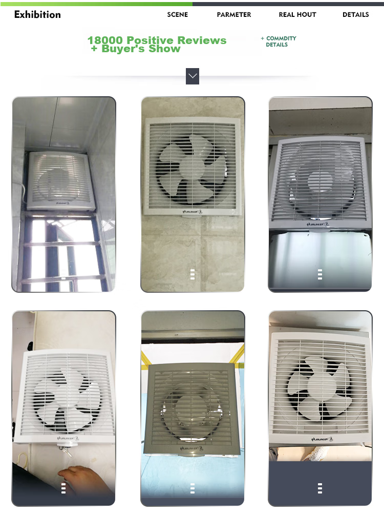 JINLING Exhaust Fan for Kitchen And Bathroom Ventilation, Wall And Window Mounted Powerful Extractor Fan, 6-Inch APB15-3 22