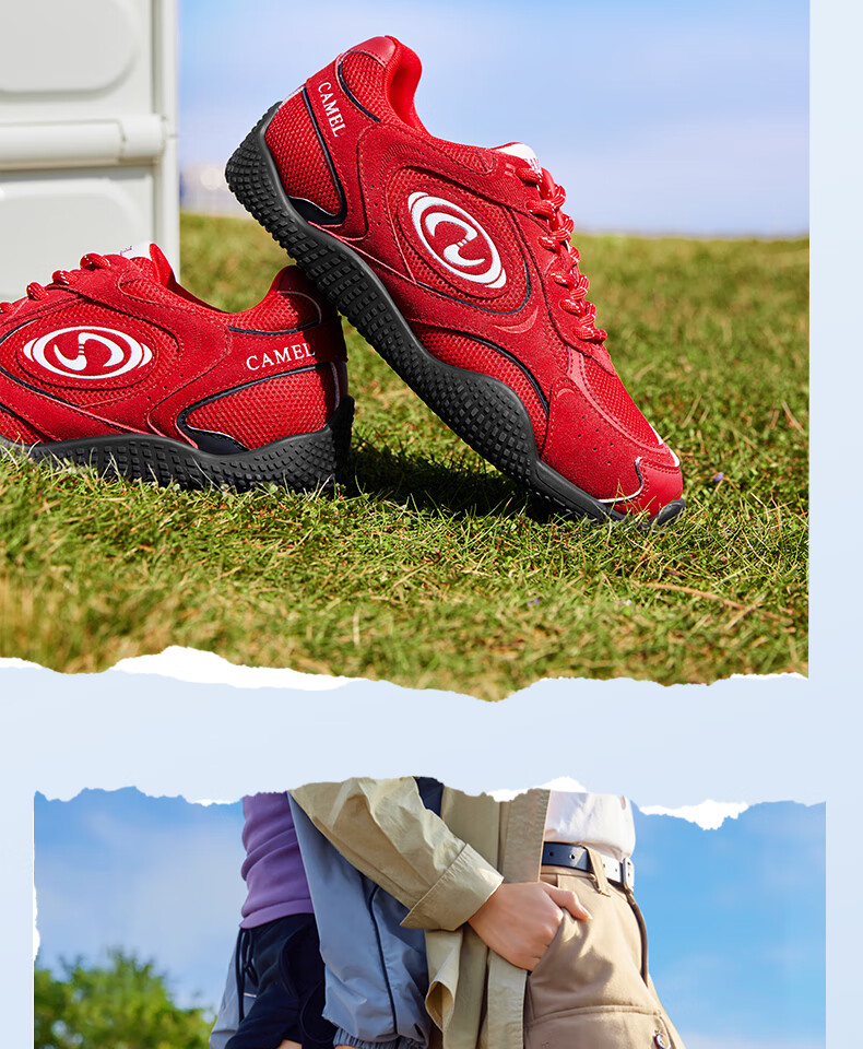 CAMEL Crescent Training Shoes for Women, Versatile Sports Sneakers, Mesh Upper, Retro Casual Shoes, L25S577059, Coffee/pink, Size 35 31