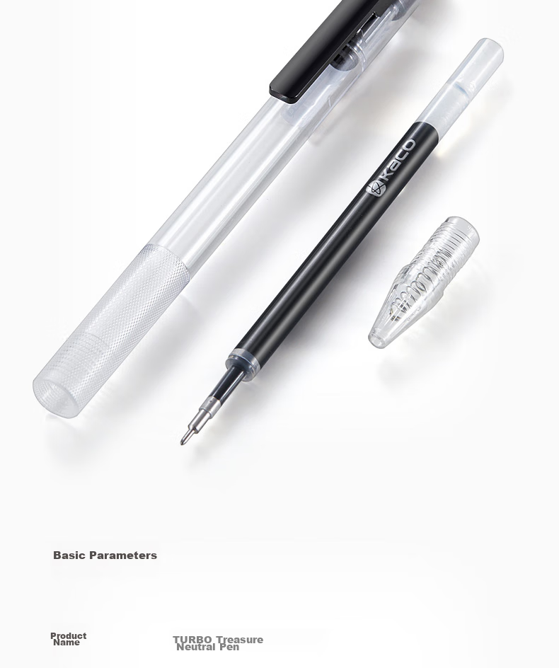 KACO Dabao Retractable Gel Pen, Black, 0.5mm, Quick-Drying, Exam Pen, Simple Meeting Pen, Signature Pen, Carbon Ink Pen, Water-Based Pen, Six Pens/box, K5 7