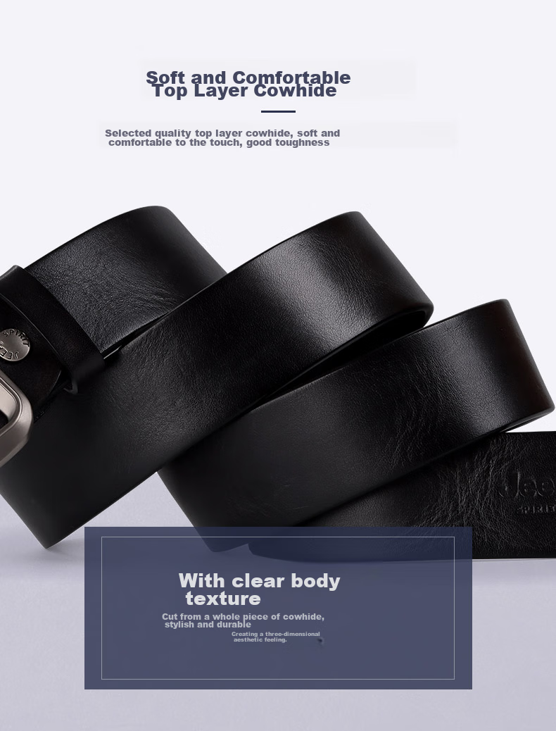 JEEP SPIRIT Men's Belt, Top-Grain Leather, Fashionable Pin Buckle, Suitable for Young And Middle-Aged Men, Gift for Boyfriend, Husband, Father's Day Present 7