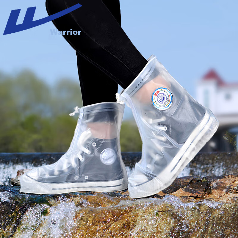 Huili Rain Shoe Covers for Men, Women And Children, Thickened Wear-Resistant Waterproof Non-Slip Rainproof Sand-Proof Shoe Covers 227 White 3XL