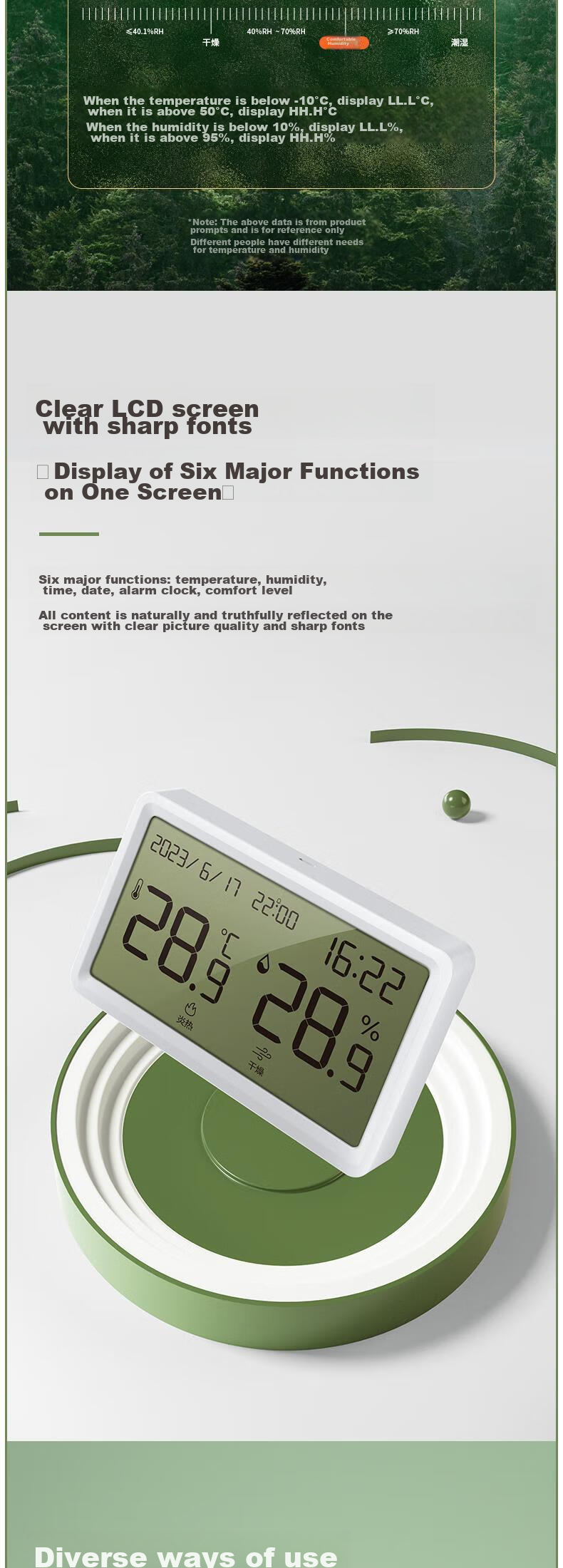 Deli Indoor Temperature And Humidity Meter LCD Electronic Thermometer And Hygrometer with Alarm Function Baby Room Office Supplies Children's Gift Elderly Gift White LE506 3