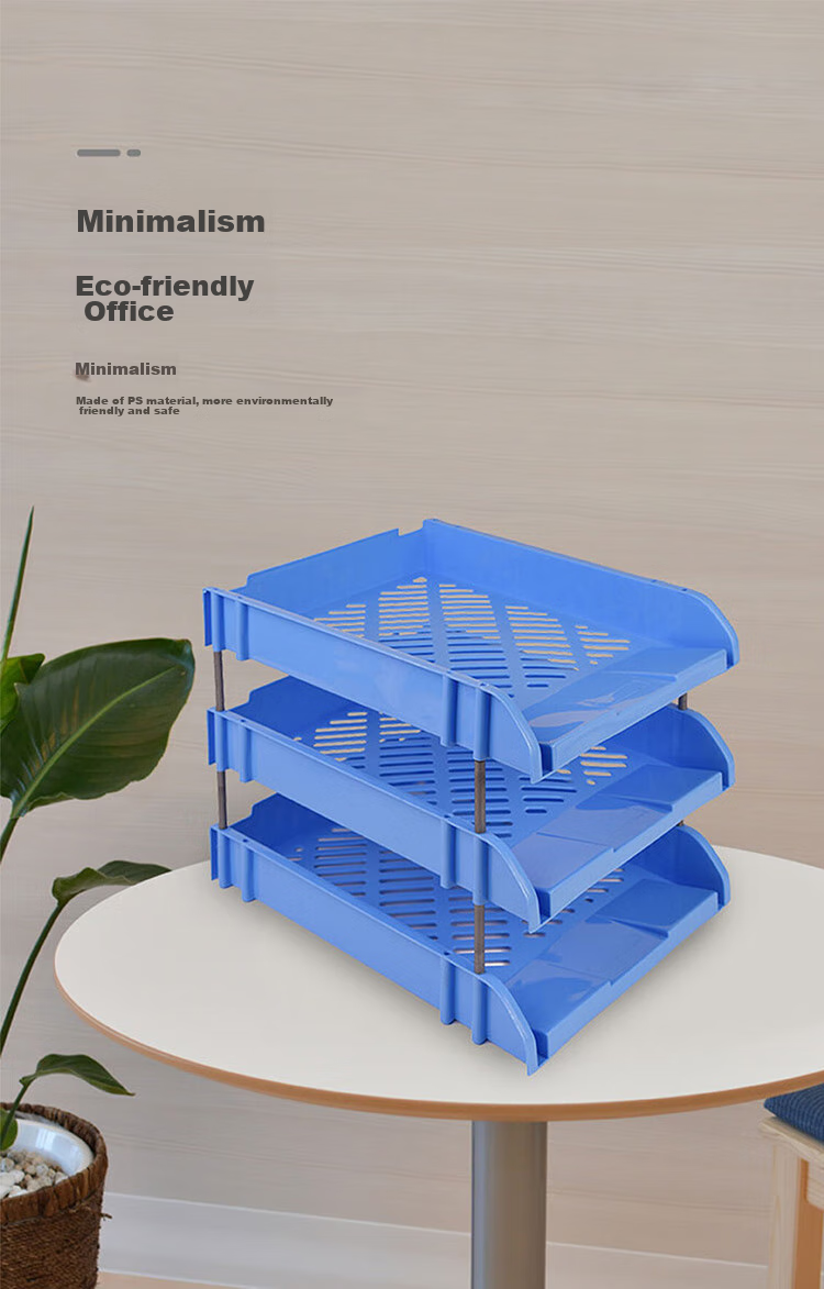 TANGO Three-Tier File Organizer, Detachable, PP Material, Blue, A4 Size, Office Storage, Exam Season, 3-Section Document Holder Tray Stand, 260*330*265mm 7