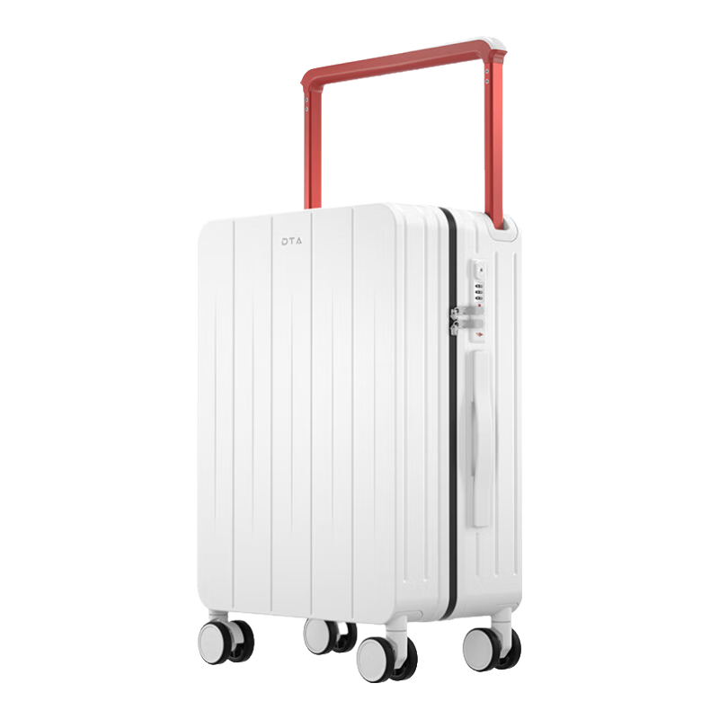 DTA Wide Pull Rod Suitcase, Large Capacity New Style Luggage, Stylish Password Lock Travel Case for Men And Women, Pearl White, 24 Inches